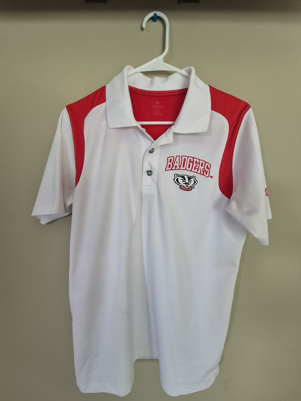 Wisconsin Badgers White & Red Polo Shirt